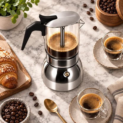 Borosilicate Glass Moka Pot – Stovetop Espresso Maker