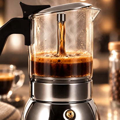 Borosilicate Glass Moka Pot – Stovetop Espresso Maker