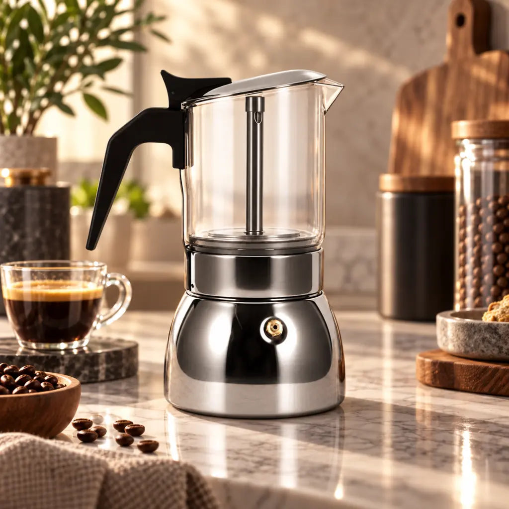 Borosilicate Glass Moka Pot – Stovetop Espresso Maker