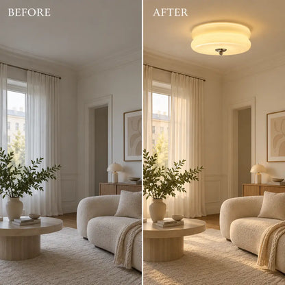CakeLamp Art Deco Cream Glass Flush Ceiling Light