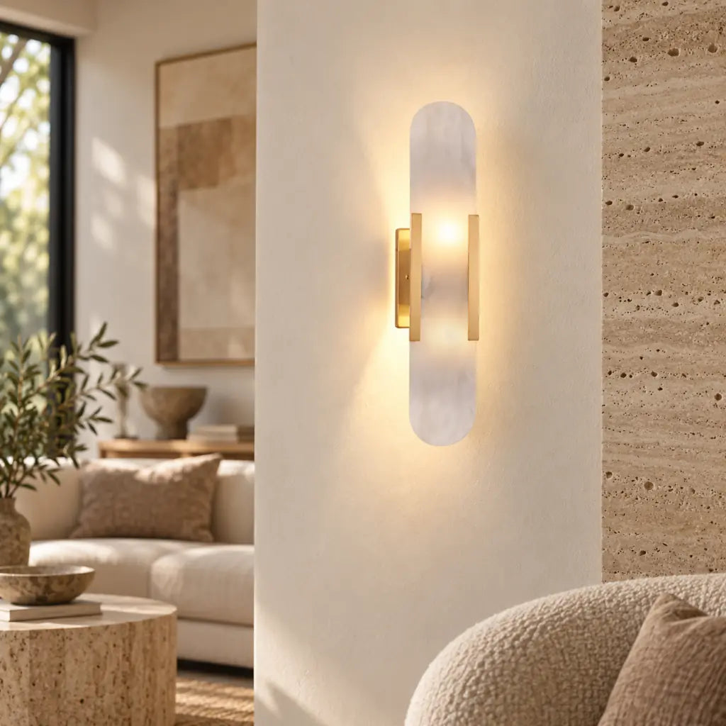 Chan Alabaster & Metal Wall Lamp