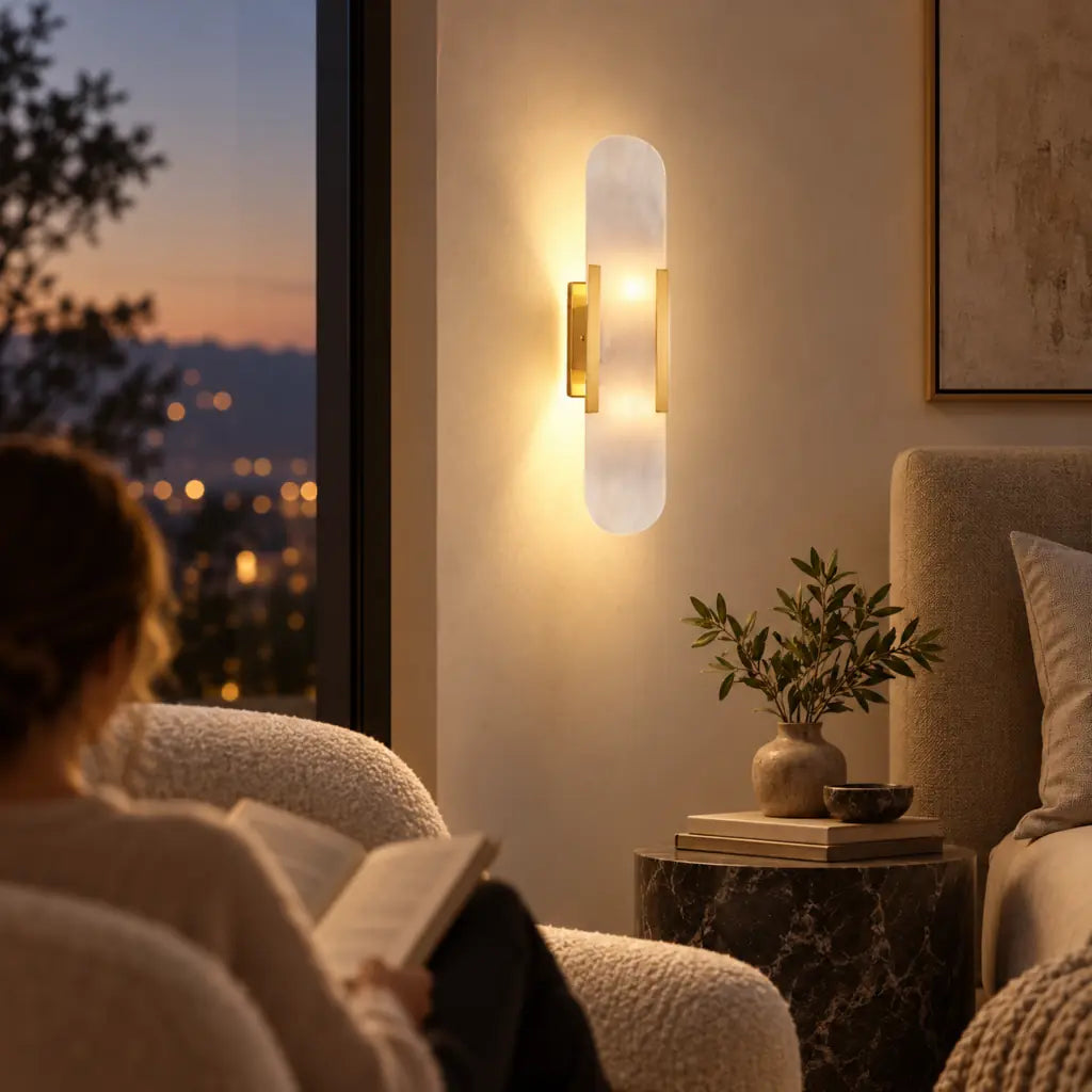 Chan Alabaster & Metal Wall Lamp