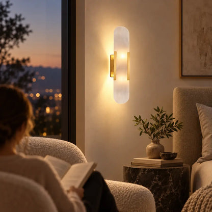 Chan Alabaster & Metal Wall Lamp