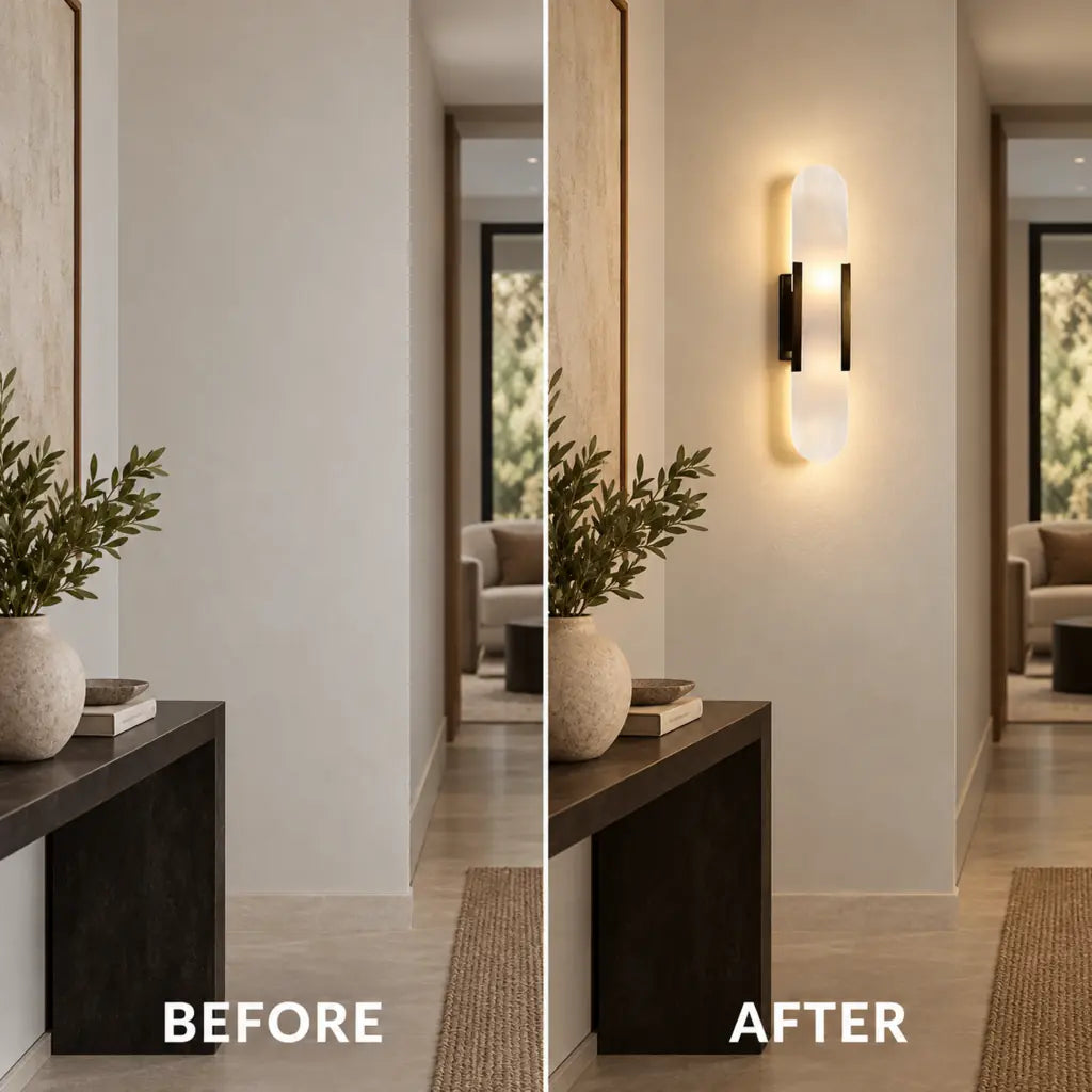 Chan Alabaster & Metal Wall Lamp