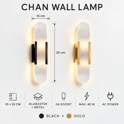 Chan Alabaster & Metal Wall Lamp