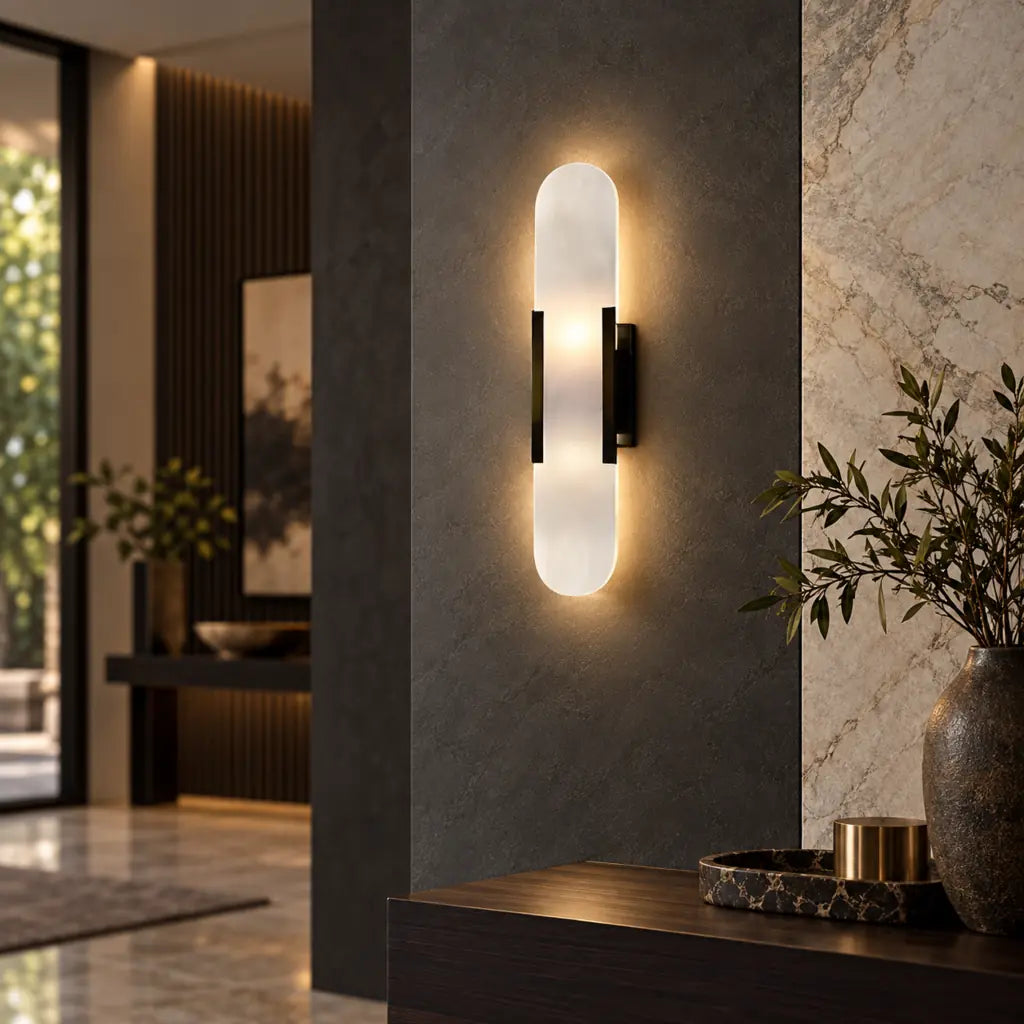 Chan Alabaster & Metal Wall Lamp