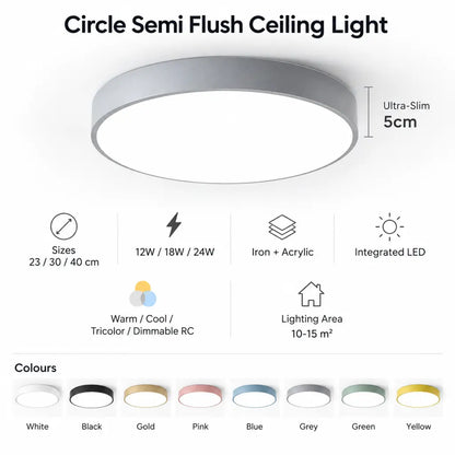 Circle Semi Flush Ceiling Light Fixture For Living Room