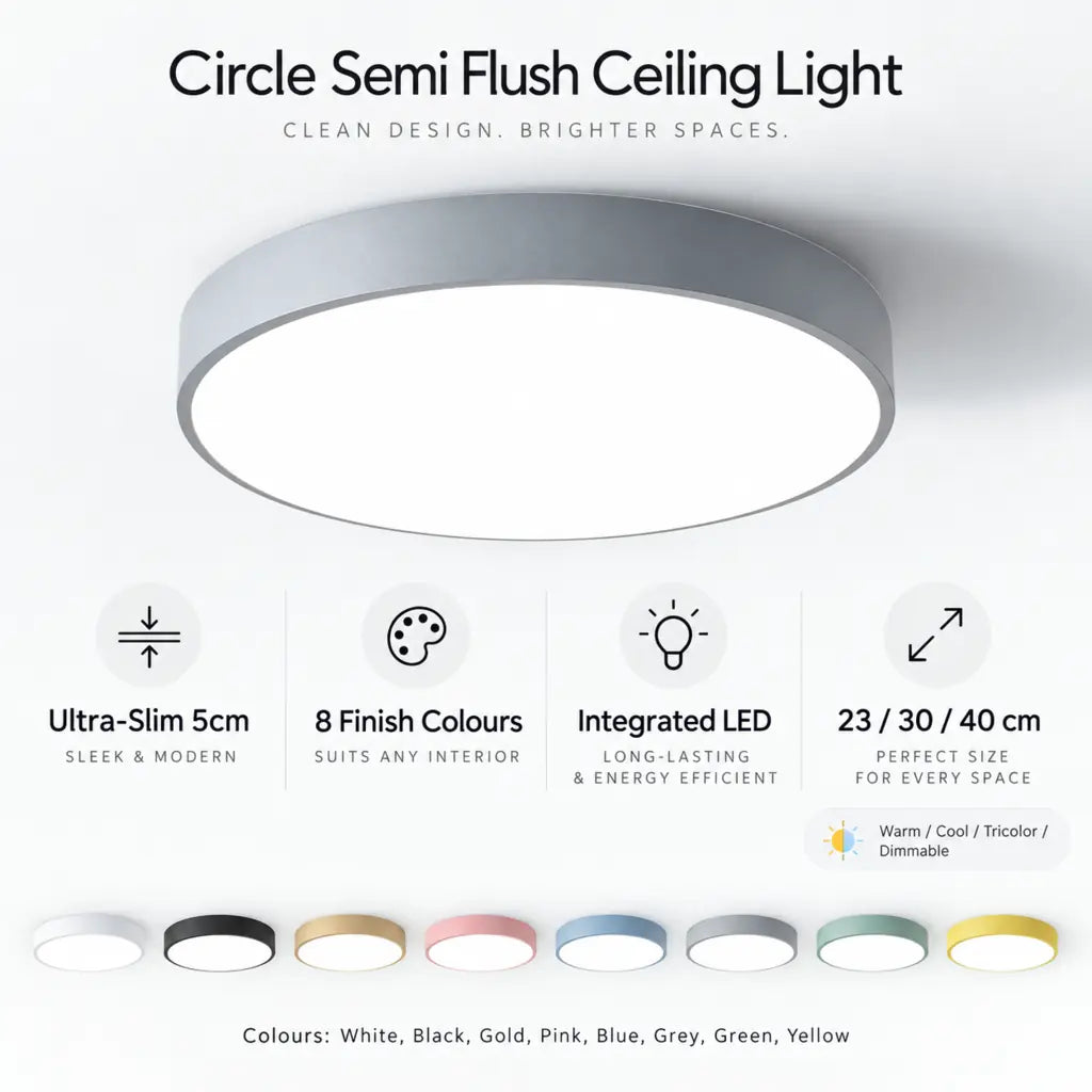 Circle Semi Flush Ceiling Light Fixture For Living Room