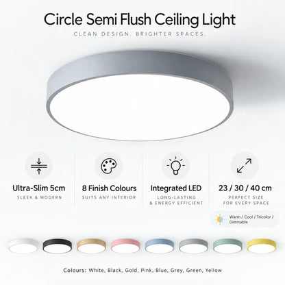 Circle Semi Flush Ceiling Light Fixture For Living Room