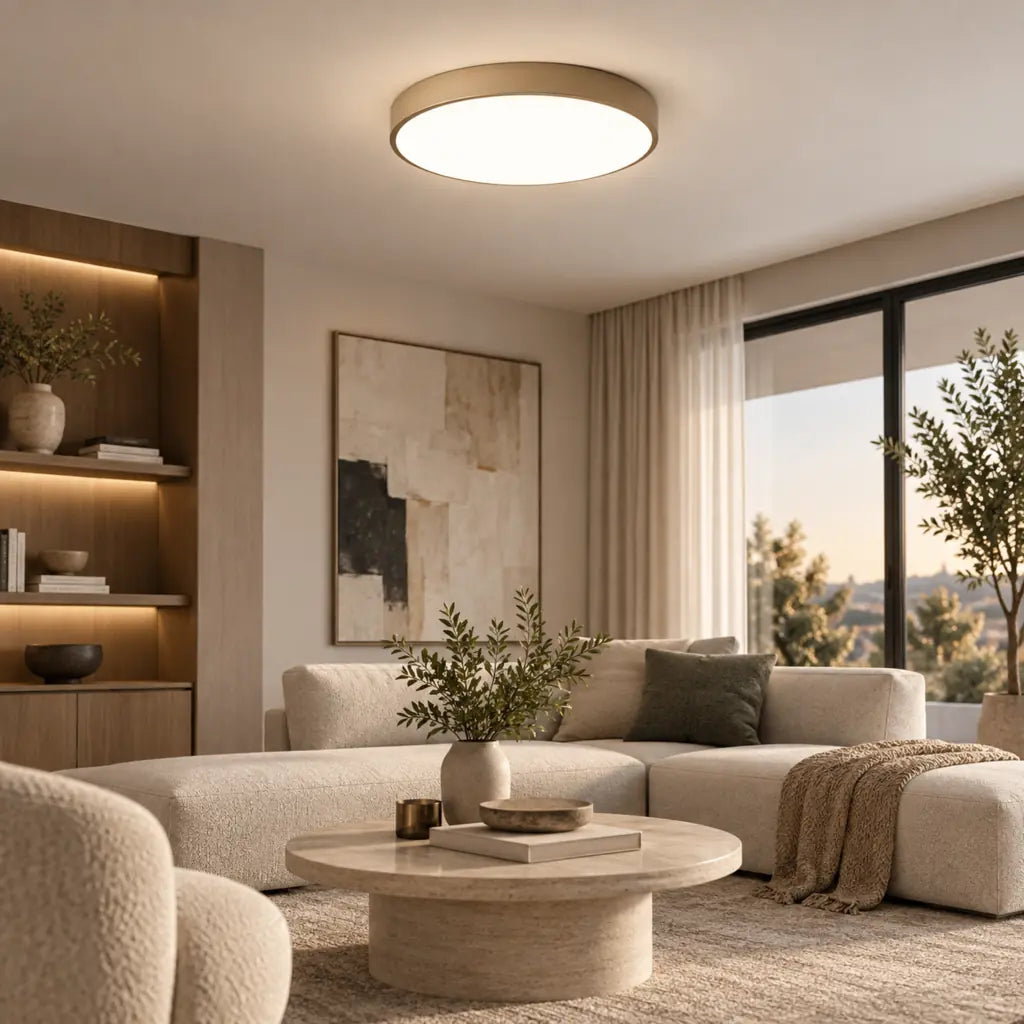 Circle Semi Flush Ceiling Light Fixture For Living Room