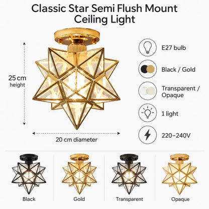 Classic Star Semi Flush Mount Ceiling Light