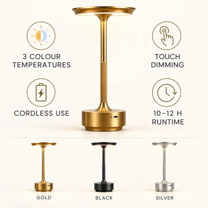 Cordless Rechargeable Touch Table Lamp with 3 Colour Temperatures