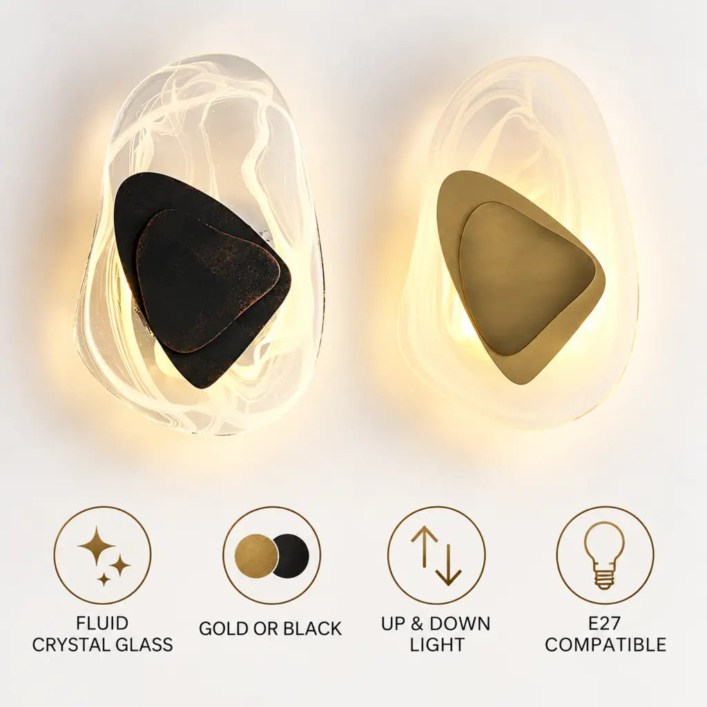 Crystal Glass Wall Sconce with Fluid Design