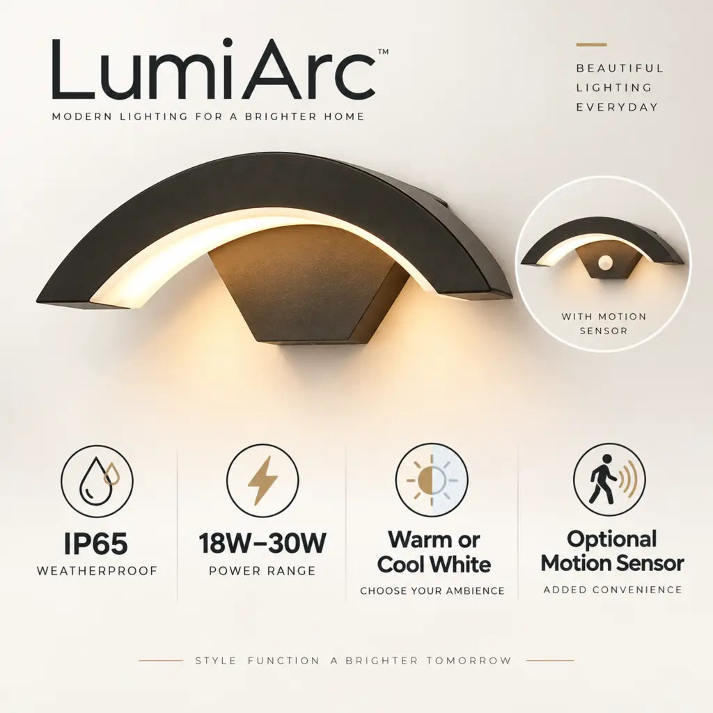 Curved LED Outdoor Wall Light | LumiArc