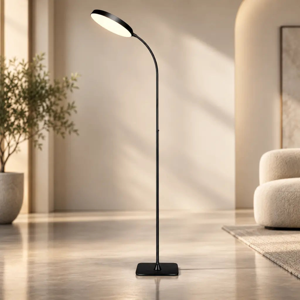 Dimmable Gooseneck Floor Lamp with Adjustable Height