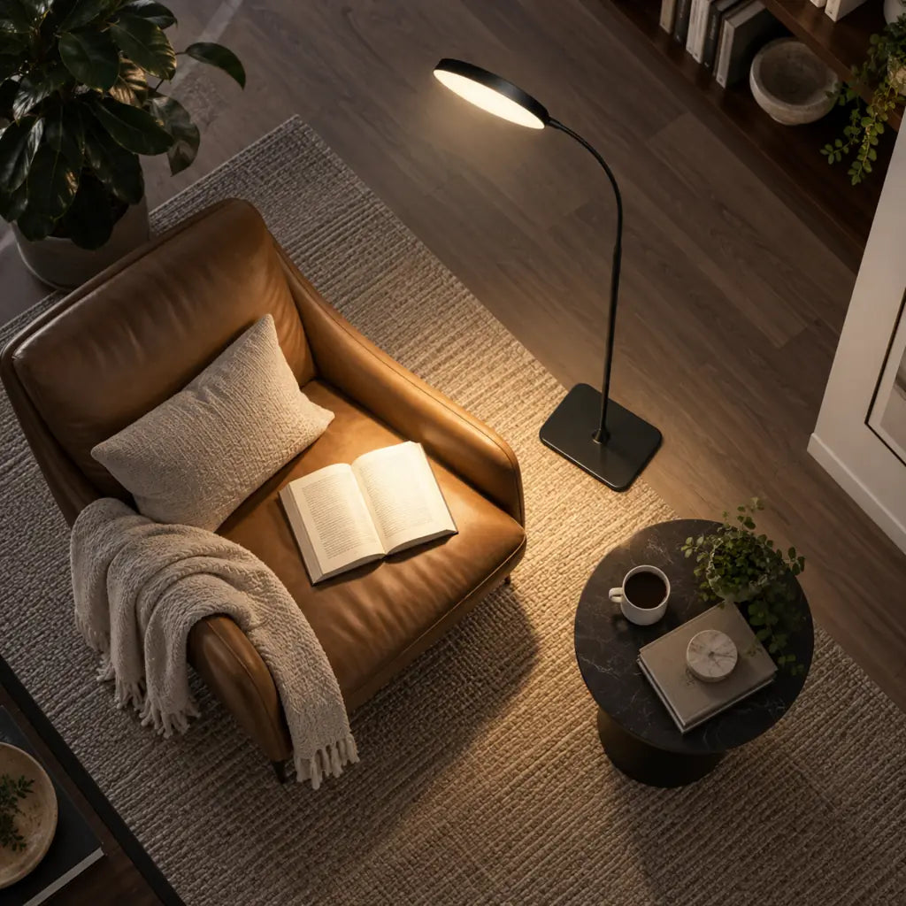 Dimmable Gooseneck Floor Lamp with Adjustable Height