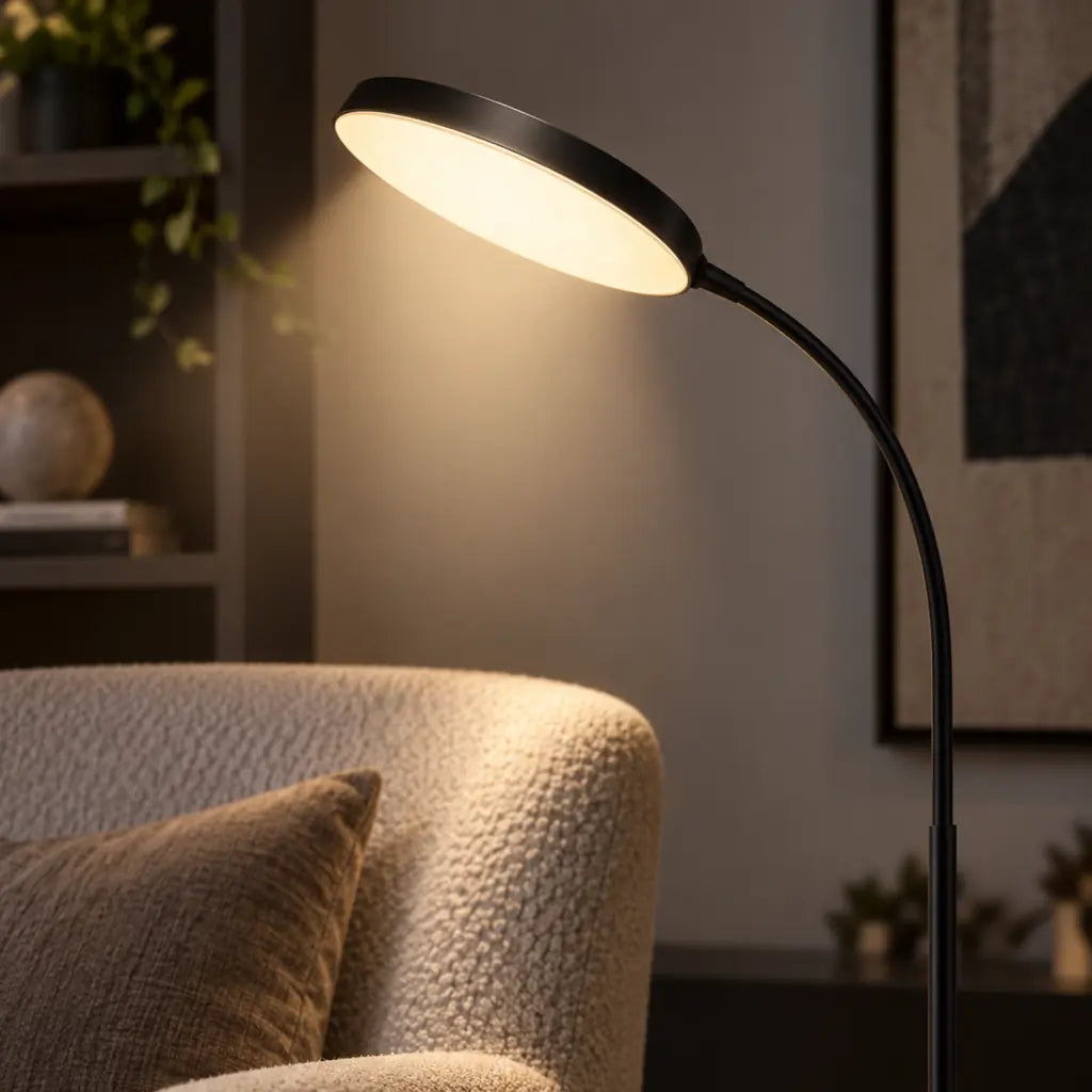 Dimmable Gooseneck Floor Lamp with Adjustable Height