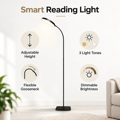 Dimmable Gooseneck Floor Lamp with Adjustable Height