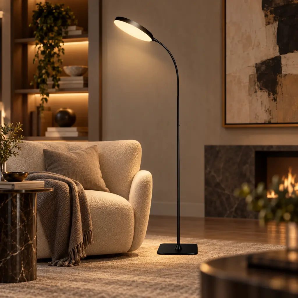 Dimmable Gooseneck Floor Lamp with Adjustable Height