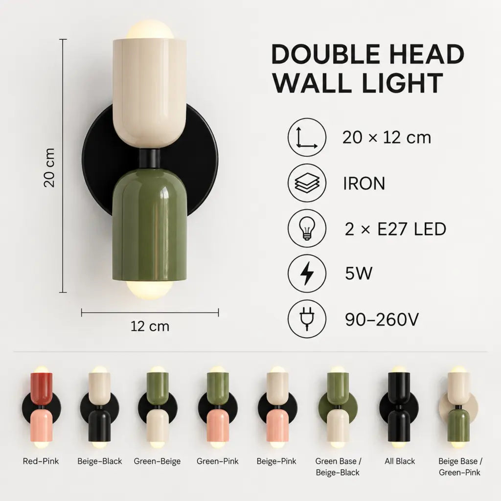 Double Head Wall Light with Nordic Design