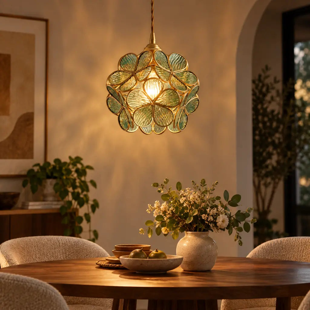 Flora Flower Stained Glass Pendant Light