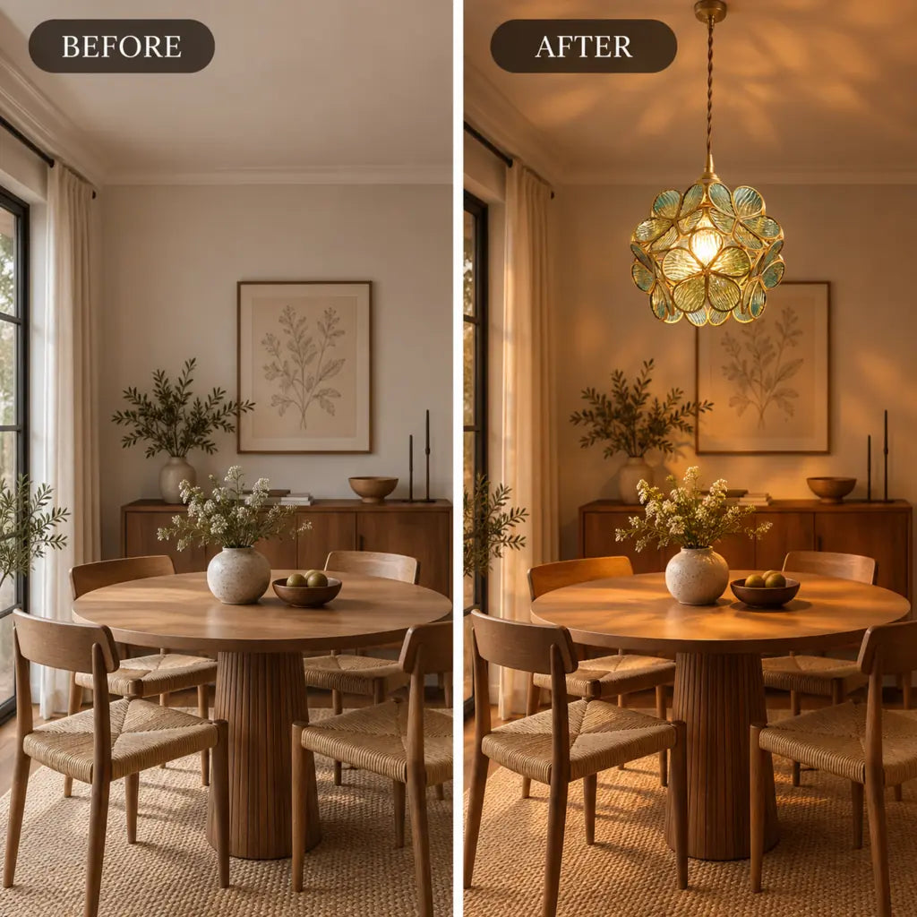 Flora Flower Stained Glass Pendant Light