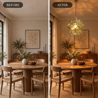 Flora Flower Stained Glass Pendant Light