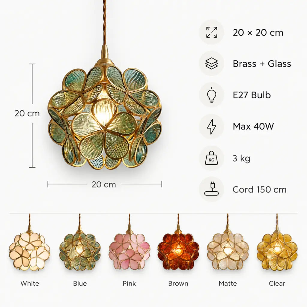Flora Flower Stained Glass Pendant Light