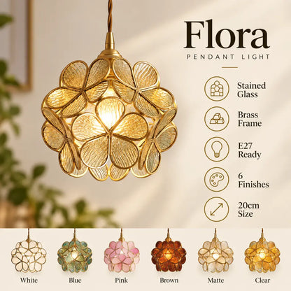 Flora Flower Stained Glass Pendant Light