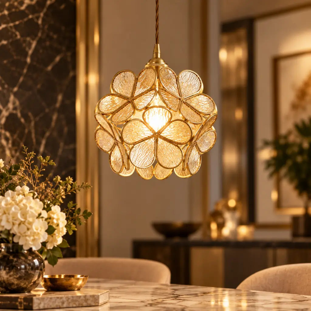 Flora Flower Stained Glass Pendant Light