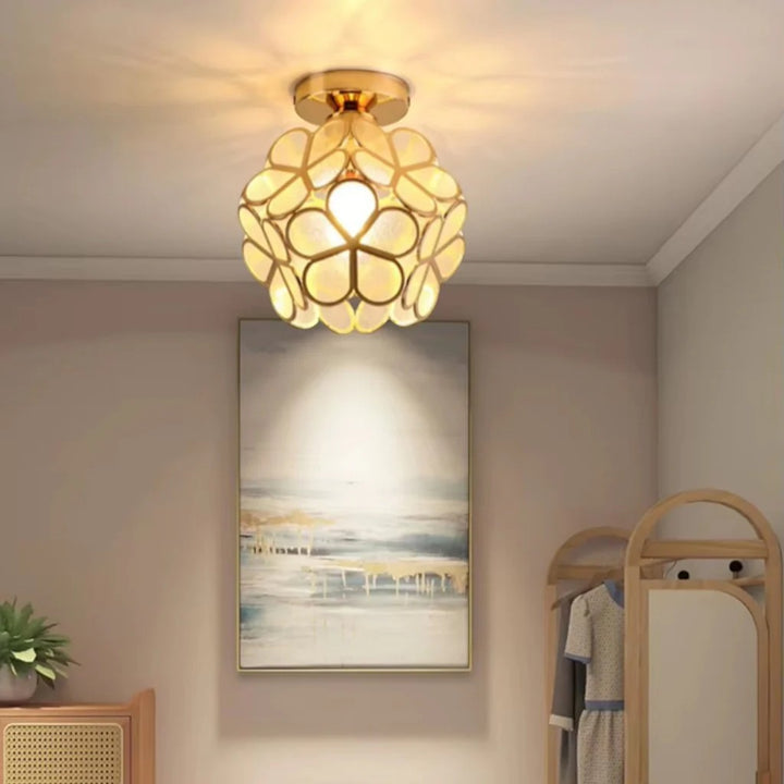 FloraLamp Art Deco Flower Glass Flush Mount Ceiling Light
