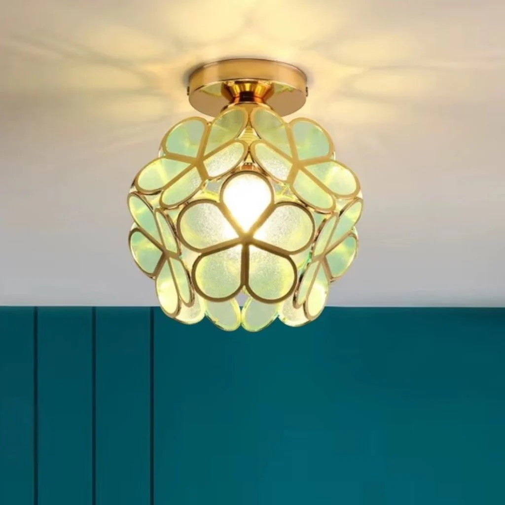 FloraLamp Art Deco Flower Glass Flush Mount Ceiling Light