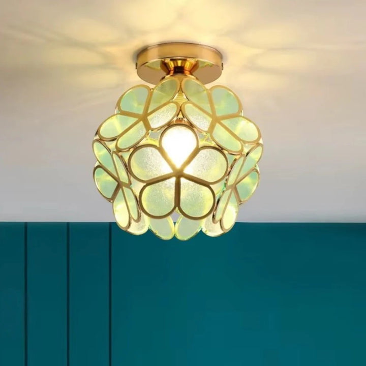 FloraLamp Art Deco Flower Glass Flush Mount Ceiling Light
