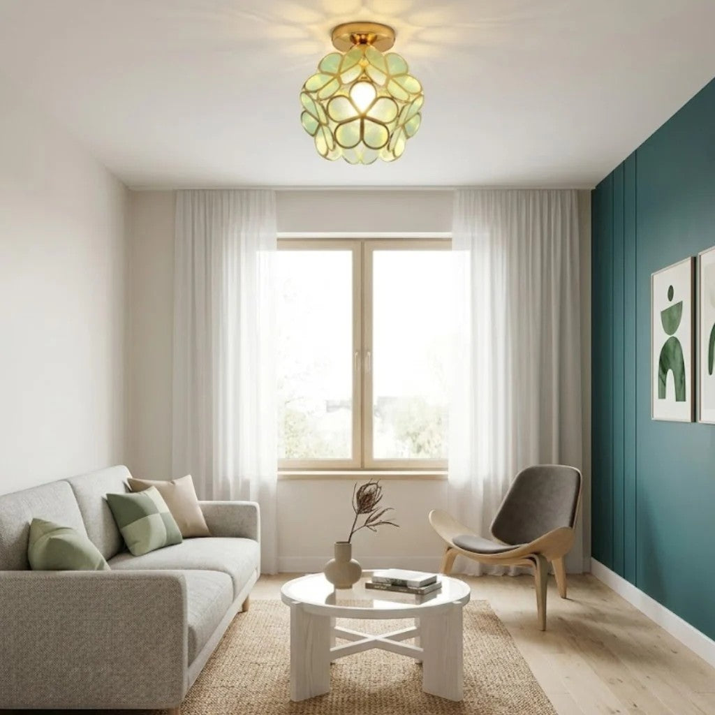 FloraLamp Art Deco Flower Glass Flush Mount Ceiling Light