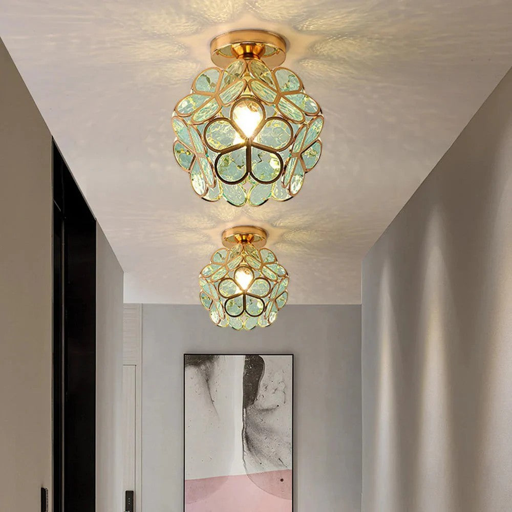 FloraLamp Art Deco Flower Glass Flush Mount Ceiling Light