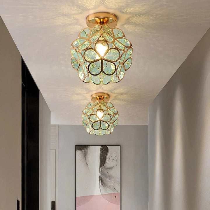 FloraLamp Art Deco Flower Glass Flush Mount Ceiling Light