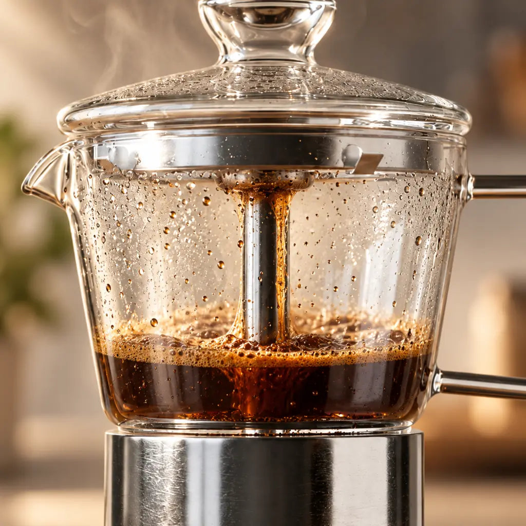 Glass Top Aluminium Moka Pot – See-Through Stovetop Espresso Maker