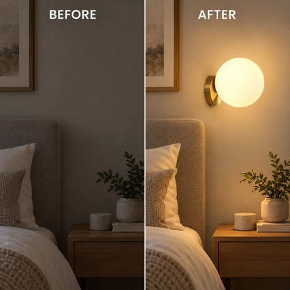 Gold Glass Globe Bedside Wall Light