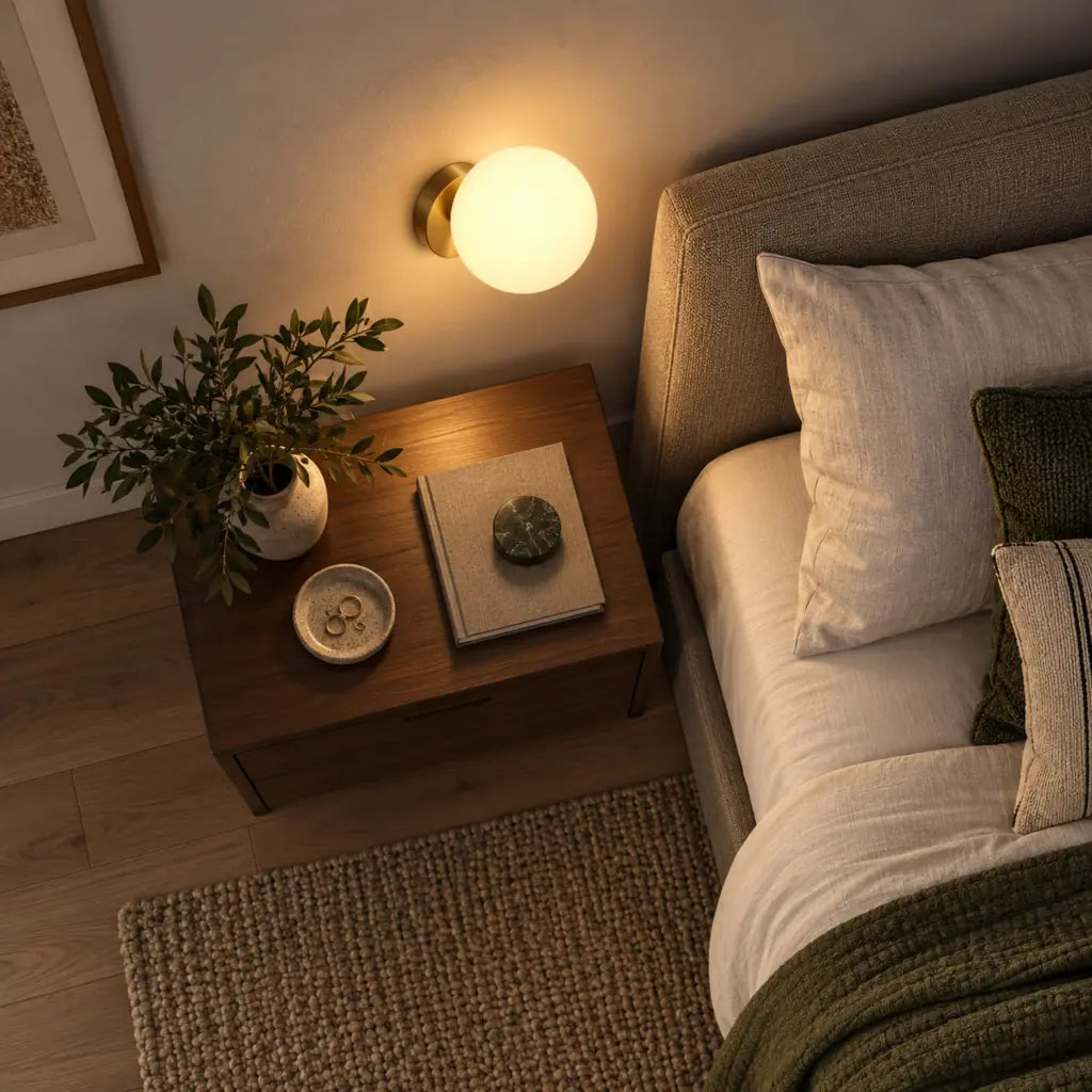 Gold Glass Globe Bedside Wall Light