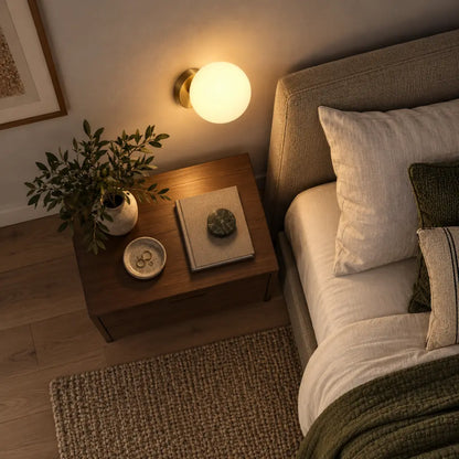 Gold Glass Globe Bedside Wall Light