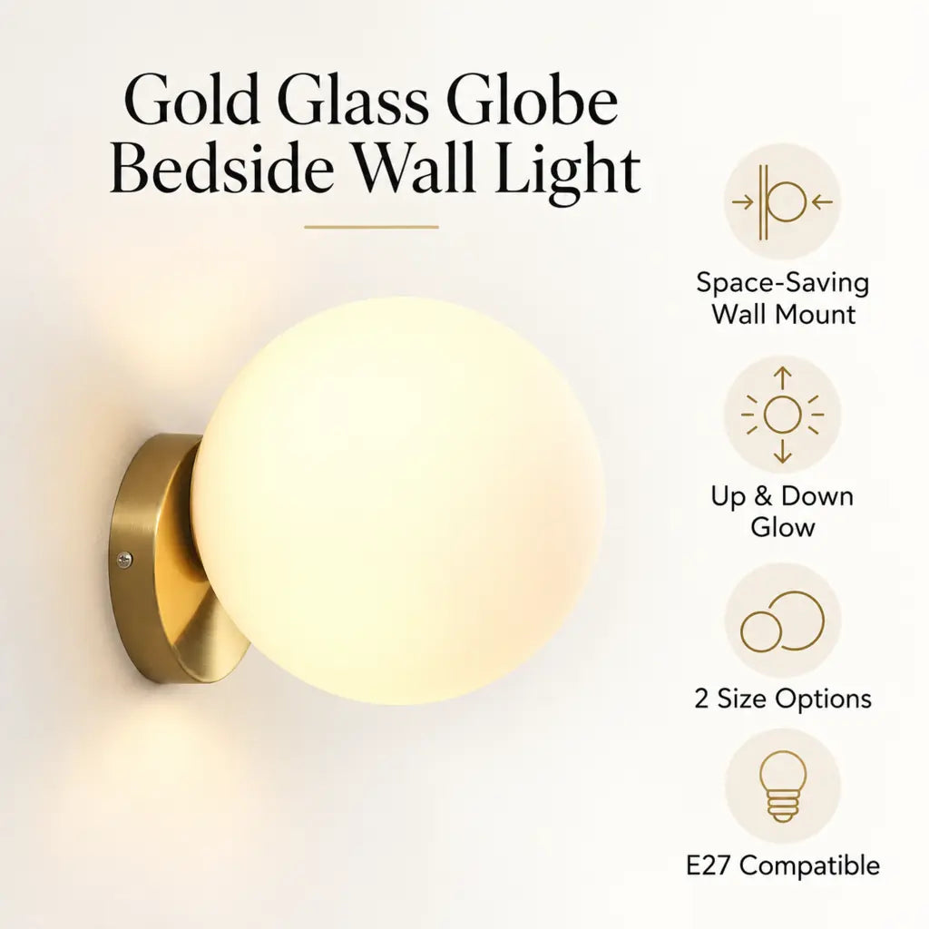 Gold Glass Globe Bedside Wall Light