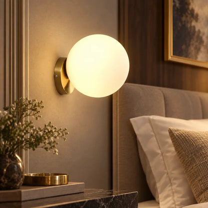 Gold Glass Globe Bedside Wall Light