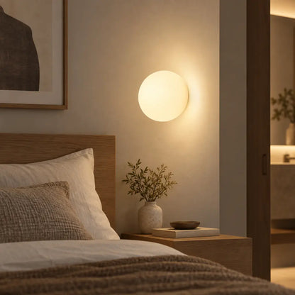 Japandi Globe White Glass Wall Light Sconce