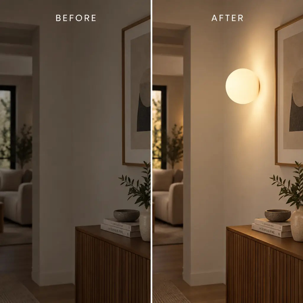 Japandi Globe White Glass Wall Light Sconce