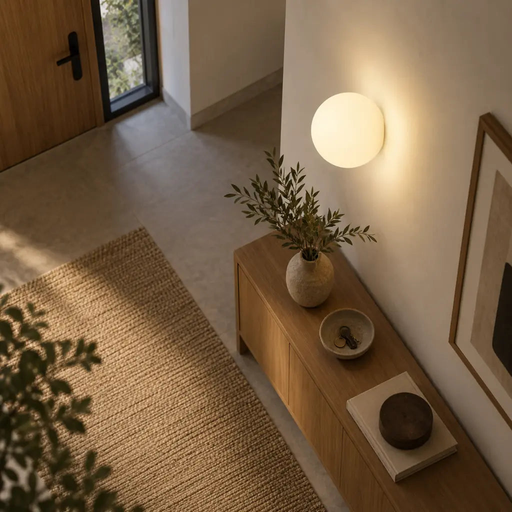 Japandi Globe White Glass Wall Light Sconce