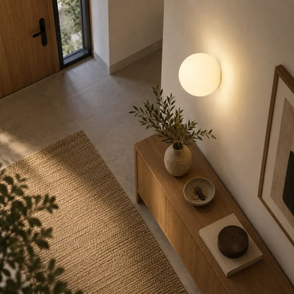 Japandi Globe White Glass Wall Light Sconce