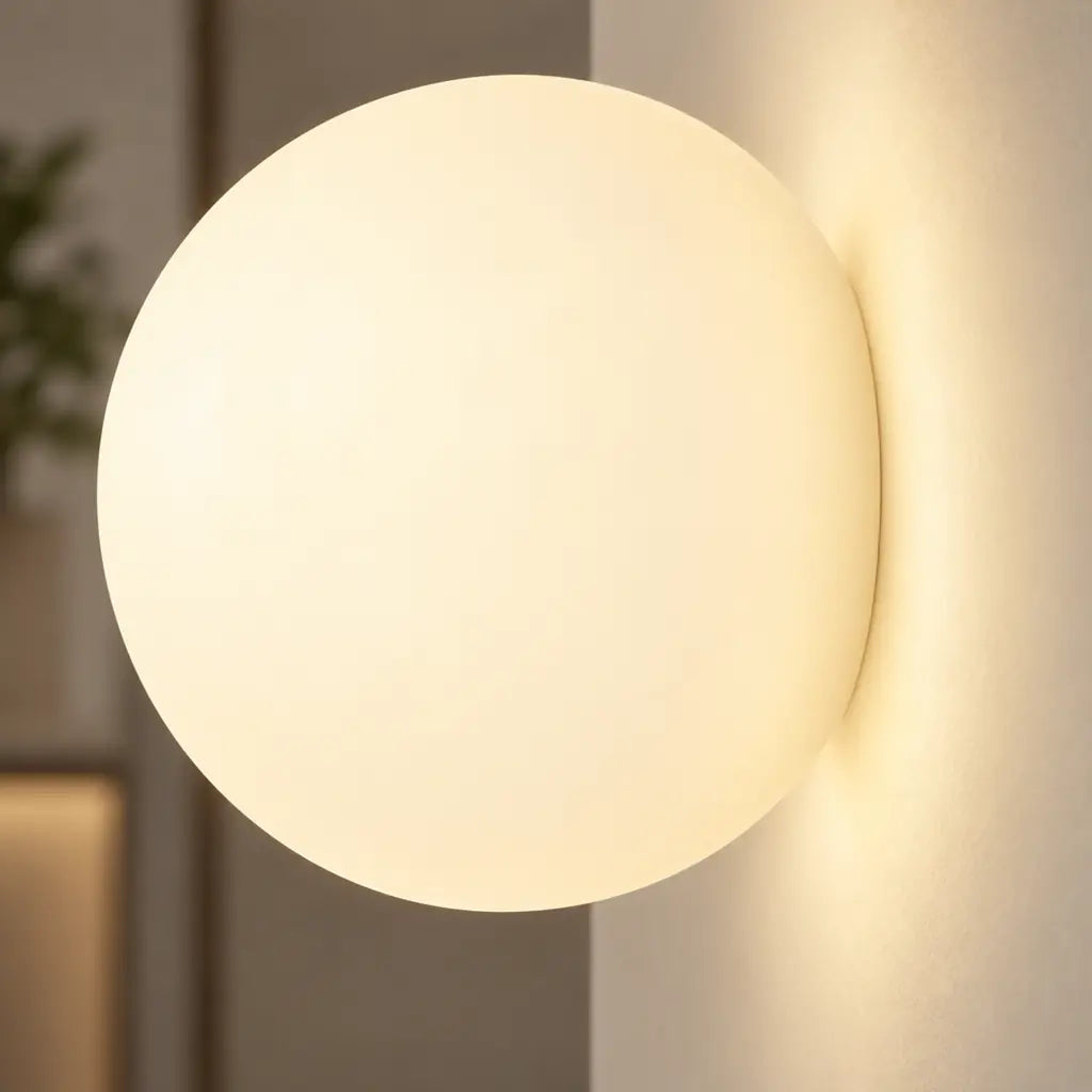 Japandi Globe White Glass Wall Light Sconce