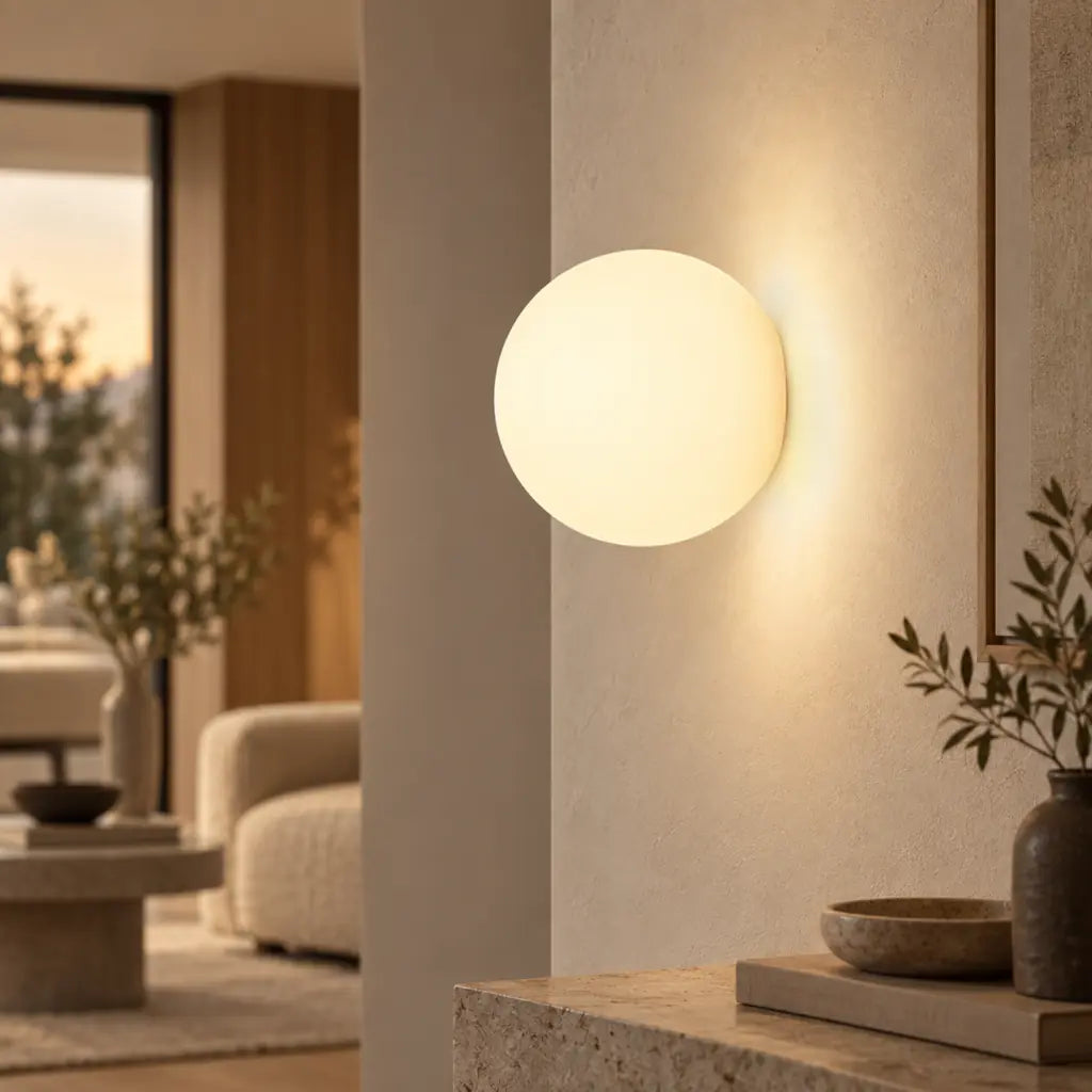 Japandi Globe White Glass Wall Light Sconce