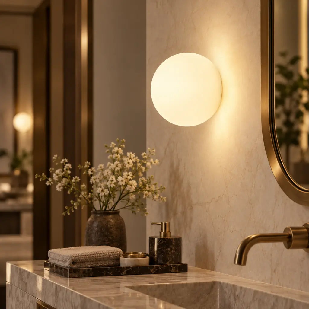 Japandi Globe White Glass Wall Light Sconce
