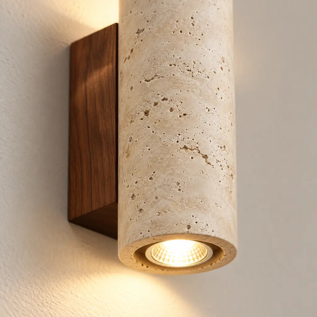 Japandi Natural Travertine Wall Lamp